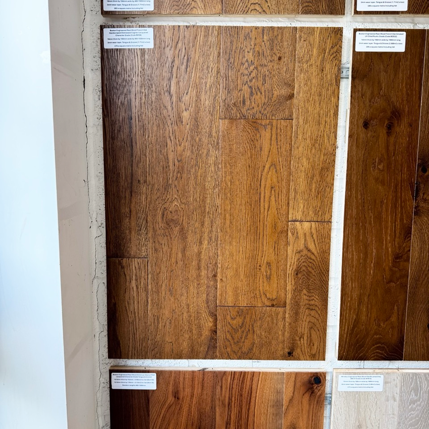 Boston Engineered Real Wood French Oak Handscraped Distressed Cognac Lacquered